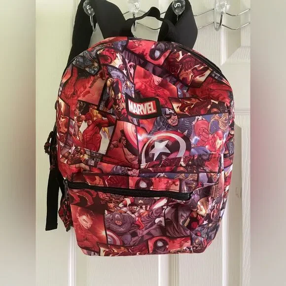 Marvel Backpack - Captain America Book bag - Gorpcore - red white blue Y2K Hulk - Picture 3 of 3